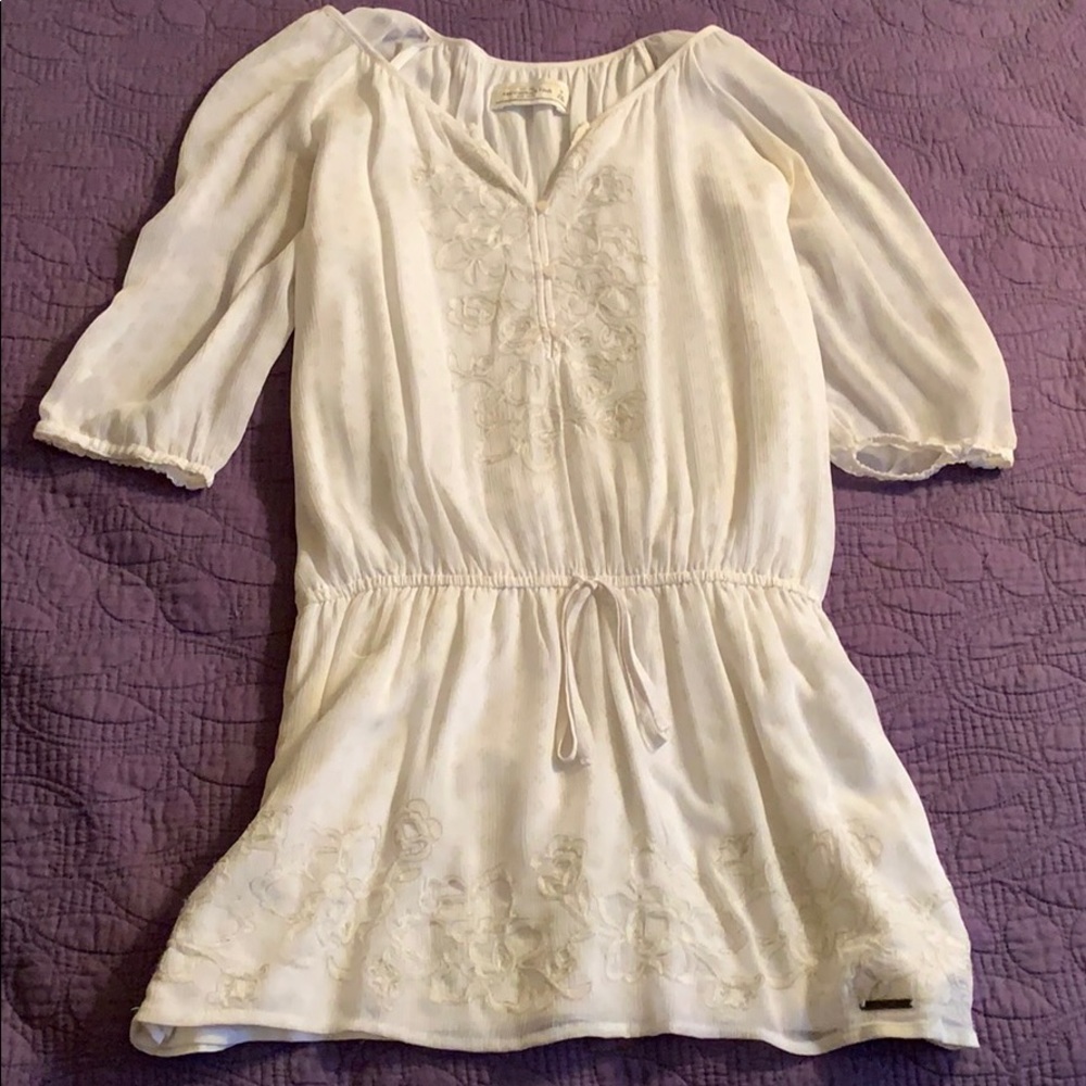 Abercrombie & Fitch chiffon floral white dress- M